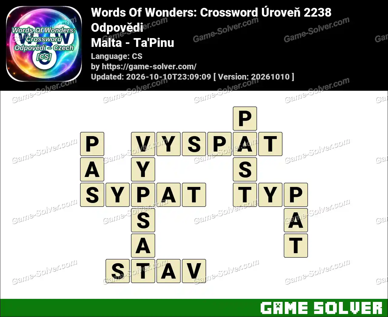Words Of Wonders: Crossword Úroveň 2238 Odpovědi – Malta – Ta’Pinu